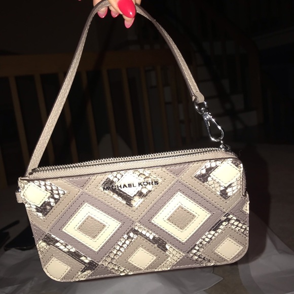 Brand NEW Michael Kors python wristlet
